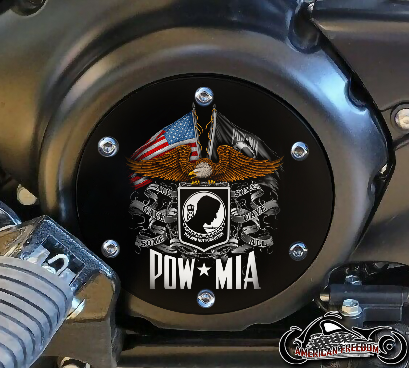 SUZUKI M109R Derby/Engine Cover - POW MIA Flags And Banners